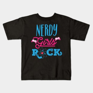 Nerdy Girls Rock Cute Geek Nerd Chic Gamer Science Kids T-Shirt